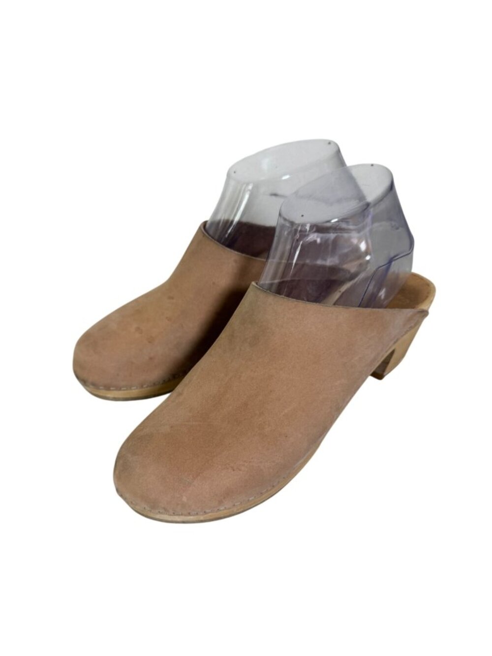 BRYR Tan Leather Classic Worker Clogs Wooden Soles 37 US sz 7 Mule Shoes Heeled - Picture 10 of 16